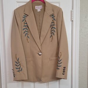 Embroidered Tan Blazer